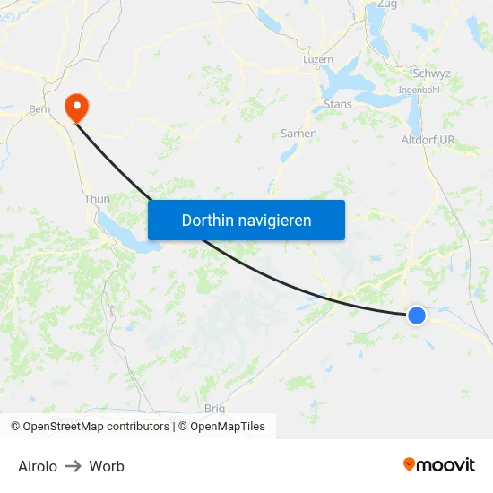 Airolo to Worb map