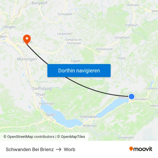 Schwanden Bei Brienz to Worb map