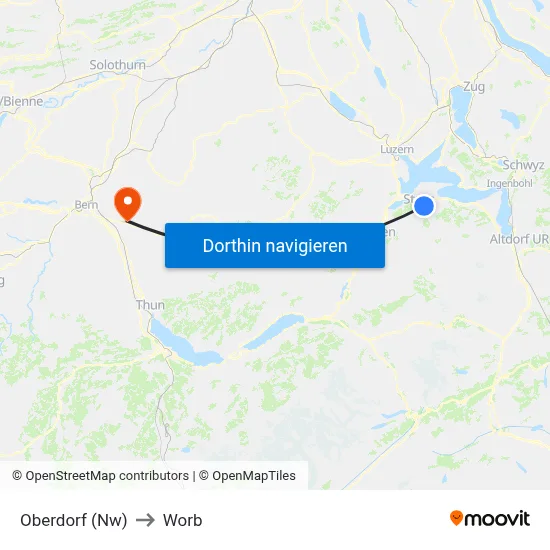 Oberdorf (Nw) to Worb map