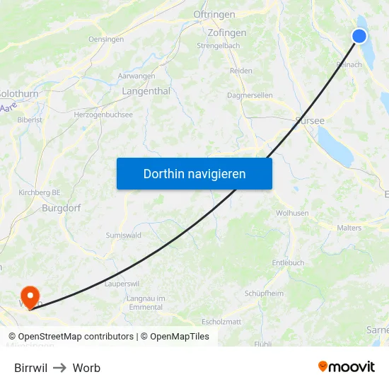 Birrwil to Worb map