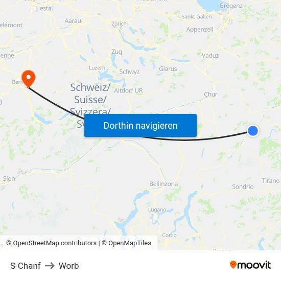 S-Chanf to Worb map