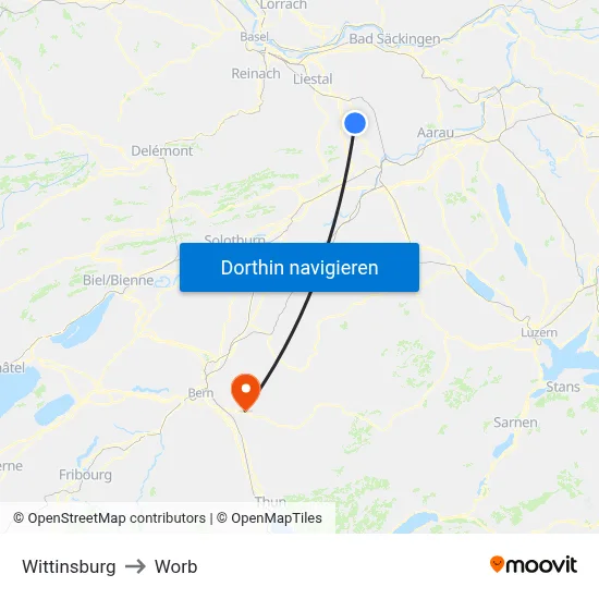 Wittinsburg to Worb map