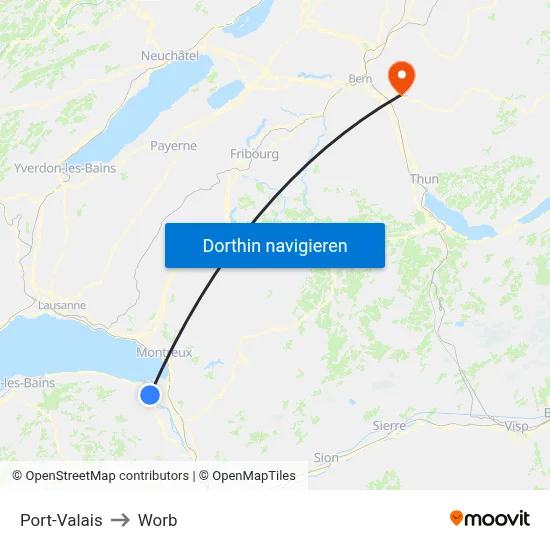 Port-Valais to Worb map