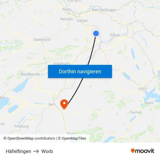 Häfelfingen to Worb map