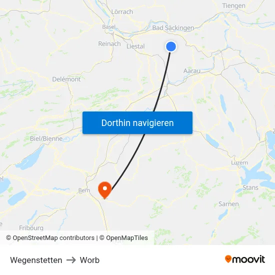 Wegenstetten to Worb map