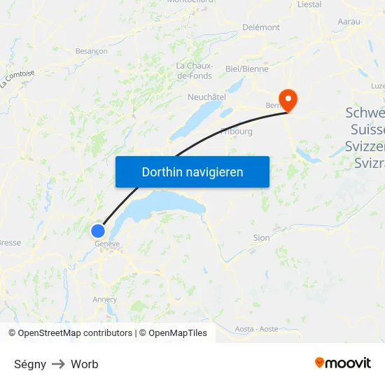Ségny to Worb map
