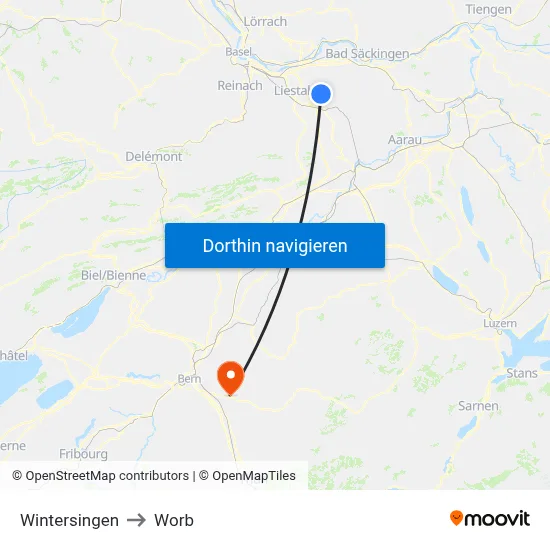 Wintersingen to Worb map