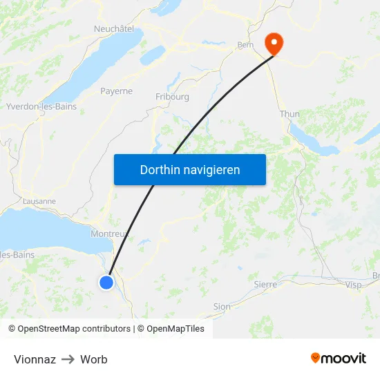 Vionnaz to Worb map