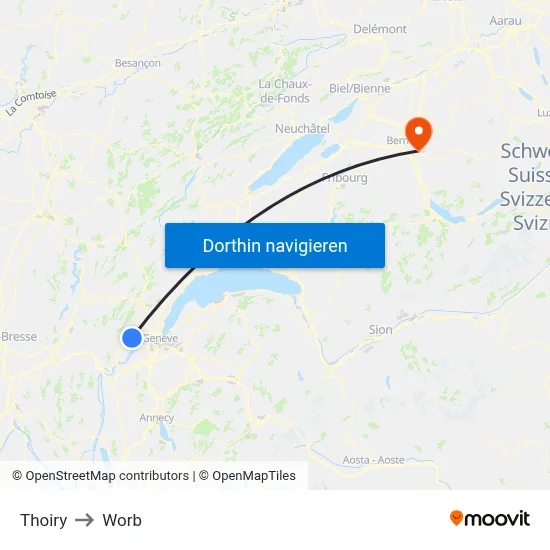 Thoiry to Worb map