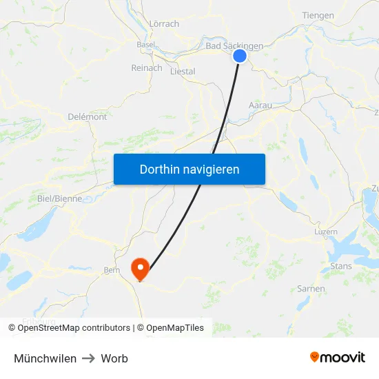 Münchwilen to Worb map