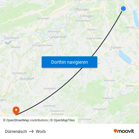 Dürrenäsch to Worb map