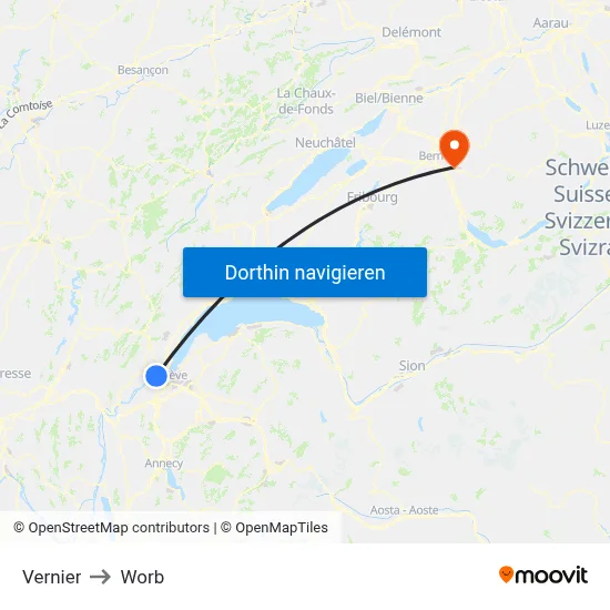 Vernier to Worb map