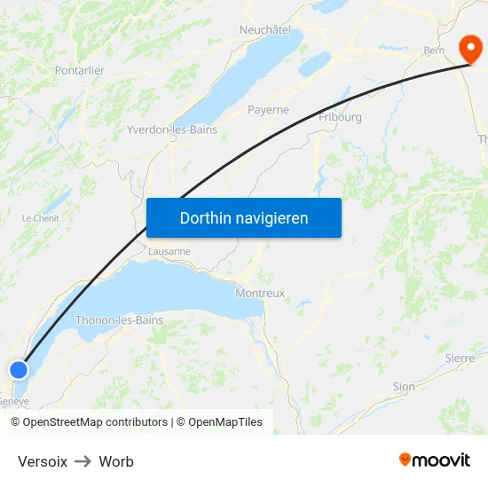 Versoix to Worb map