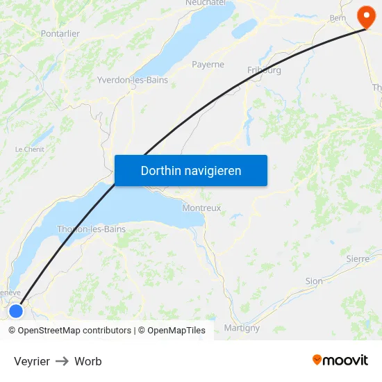 Veyrier to Worb map