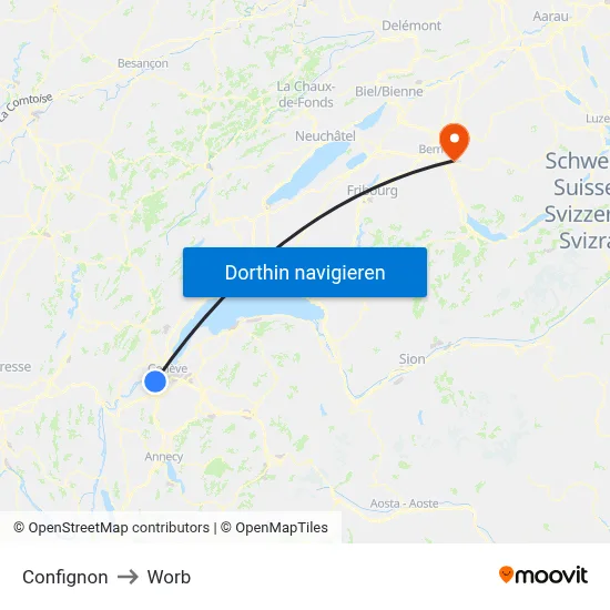 Confignon to Worb map