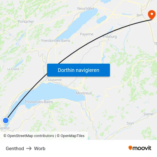 Genthod to Worb map