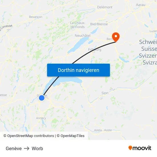 Genève to Worb map