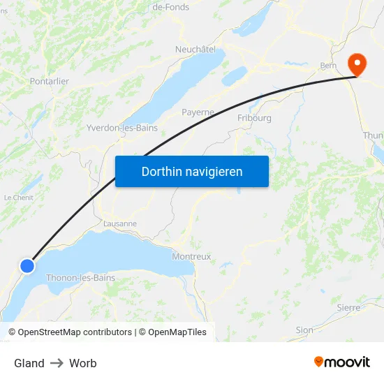 Gland to Worb map