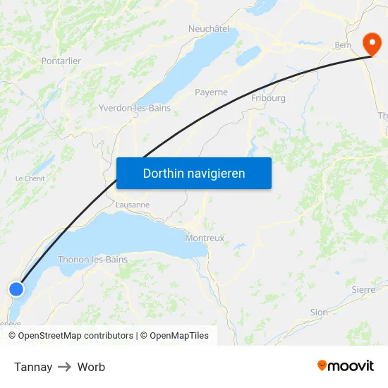 Tannay to Worb map