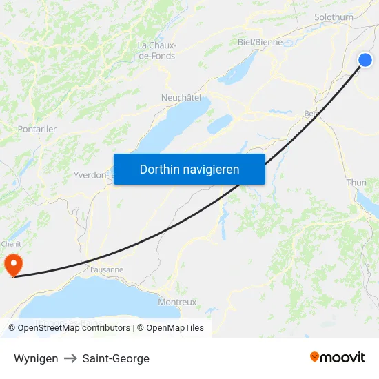 Wynigen to Saint-George map