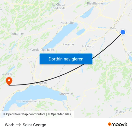 Worb to Saint-George map