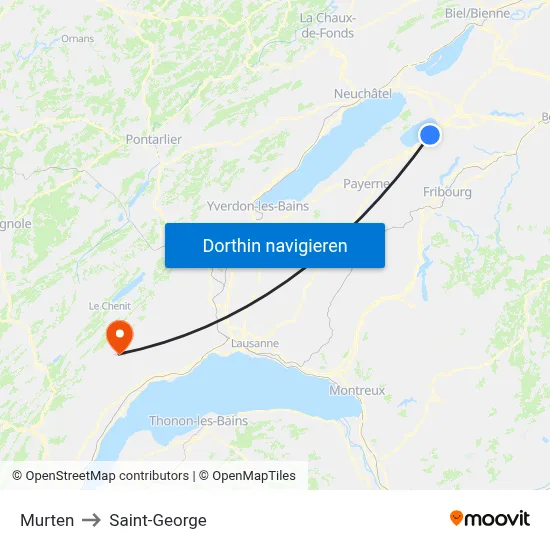 Murten to Saint-George map