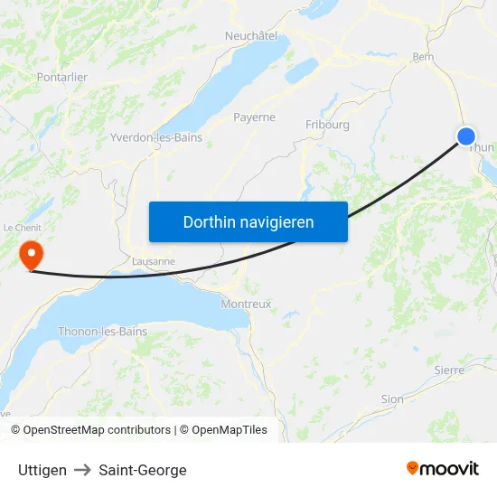 Uttigen to Saint-George map