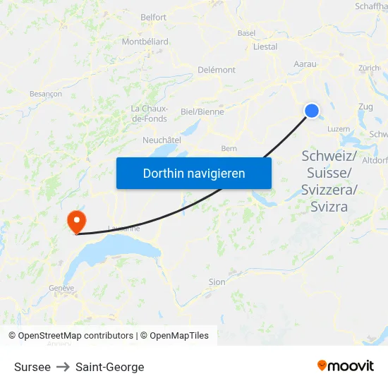 Sursee to Saint-George map