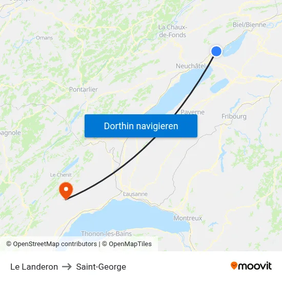 Le Landeron to Saint-George map