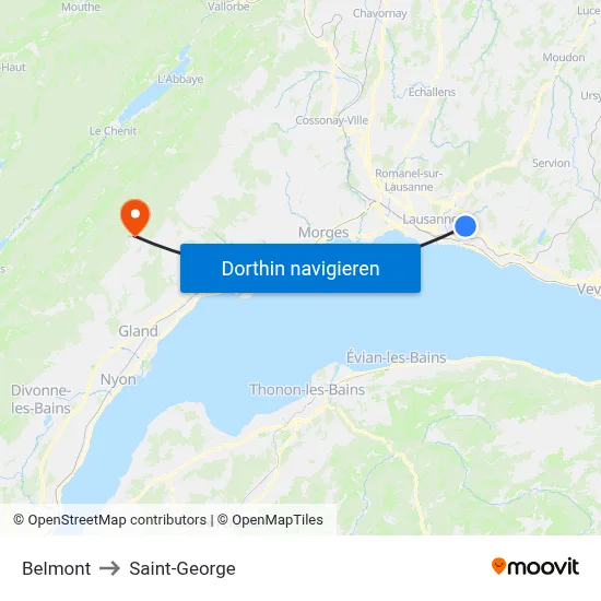 Belmont to Saint-George map