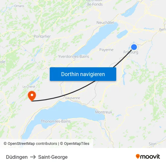 Düdingen to Saint-George map
