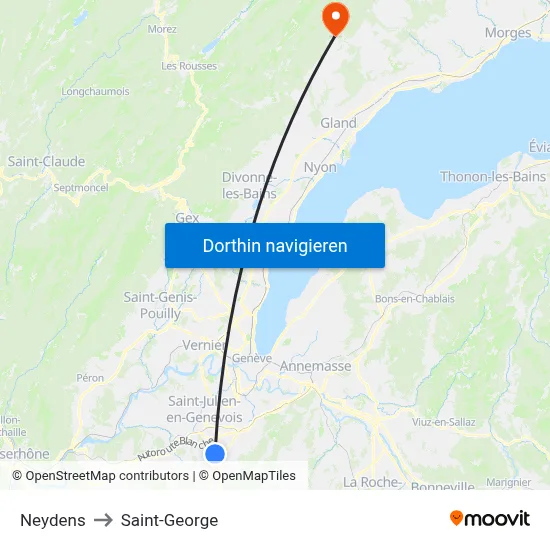 Neydens to Saint-George map