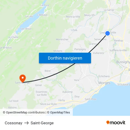 Cossonay to Saint-George map