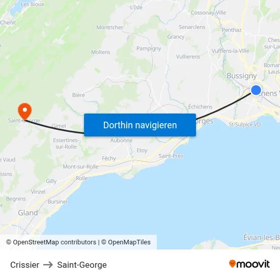 Crissier to Saint-George map