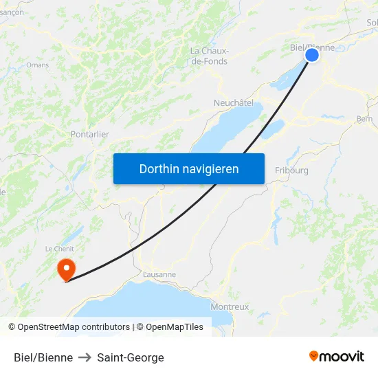 Biel/Bienne to Saint-George map