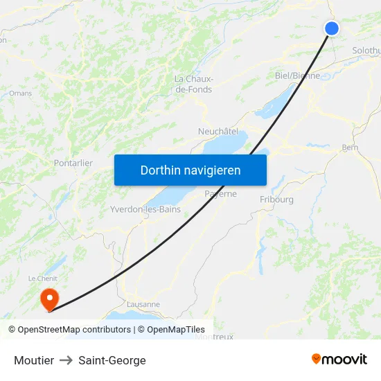 Moutier to Saint-George map