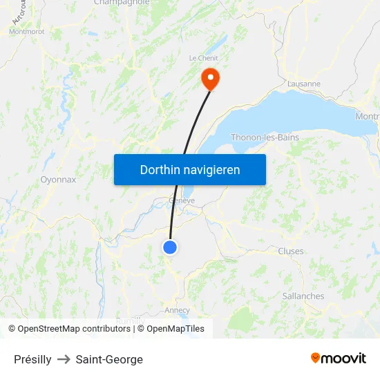 Présilly to Saint-George map