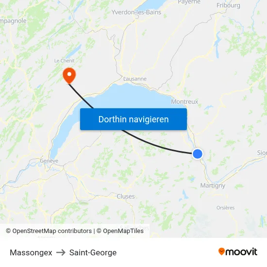 Massongex to Saint-George map