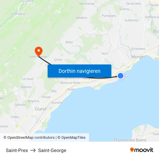 Saint-Prex to Saint-George map