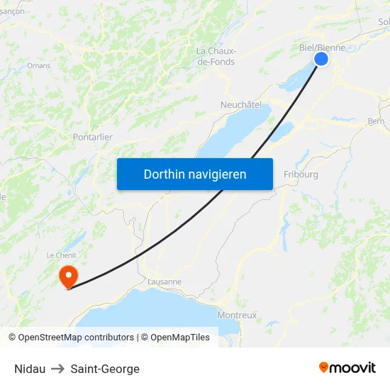 Nidau to Saint-George map