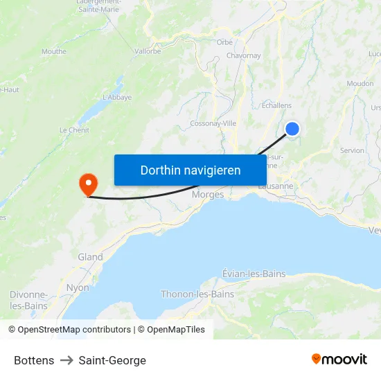 Bottens to Saint-George map