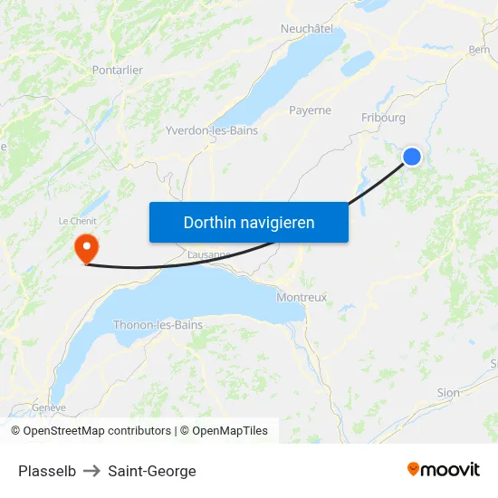 Plasselb to Saint-George map