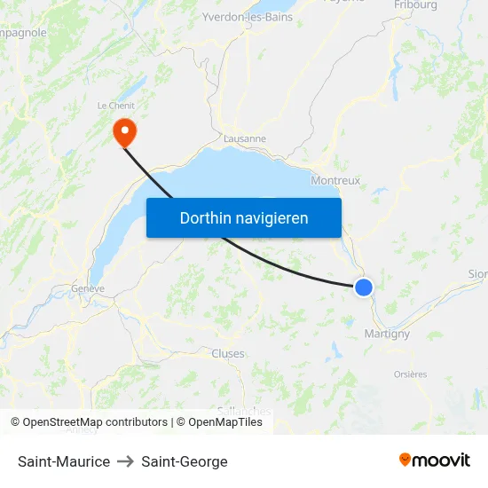 Saint-Maurice to Saint-George map