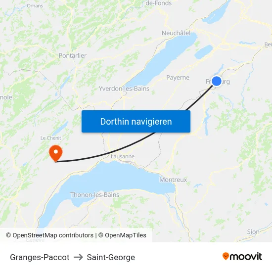 Granges-Paccot to Saint-George map