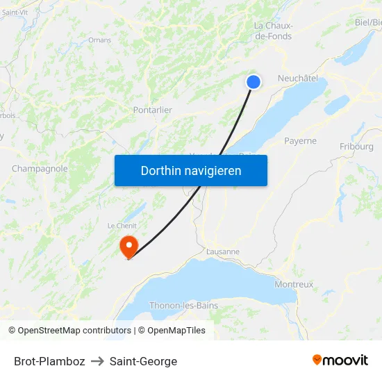 Brot-Plamboz to Saint-George map