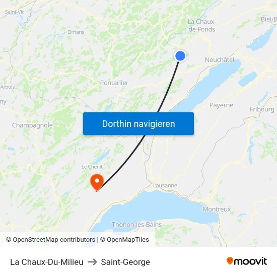 La Chaux-Du-Milieu to Saint-George map