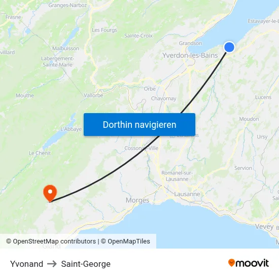 Yvonand to Saint-George map