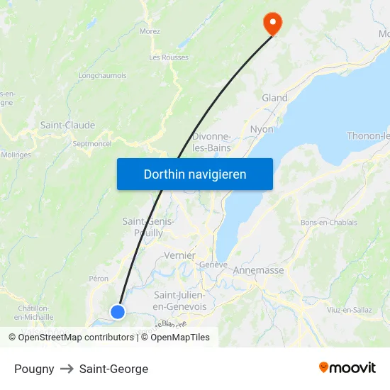Pougny to Saint-George map