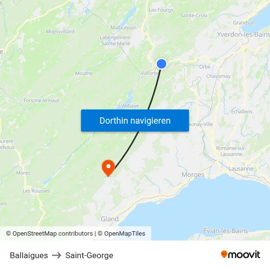 Ballaigues to Saint-George map