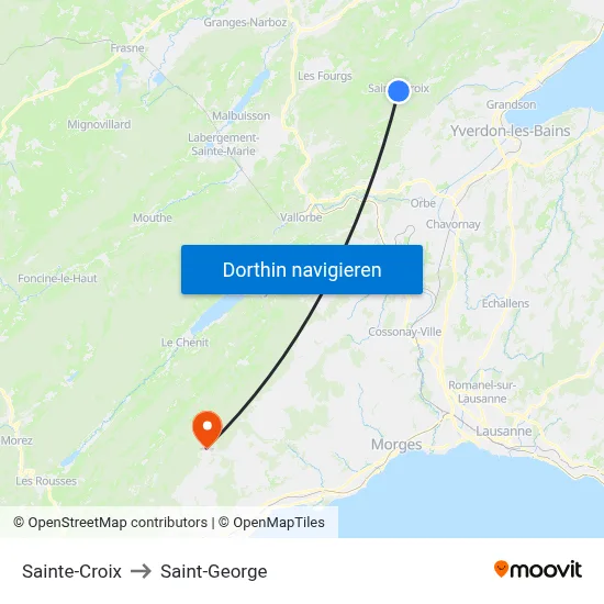 Sainte-Croix to Saint-George map
